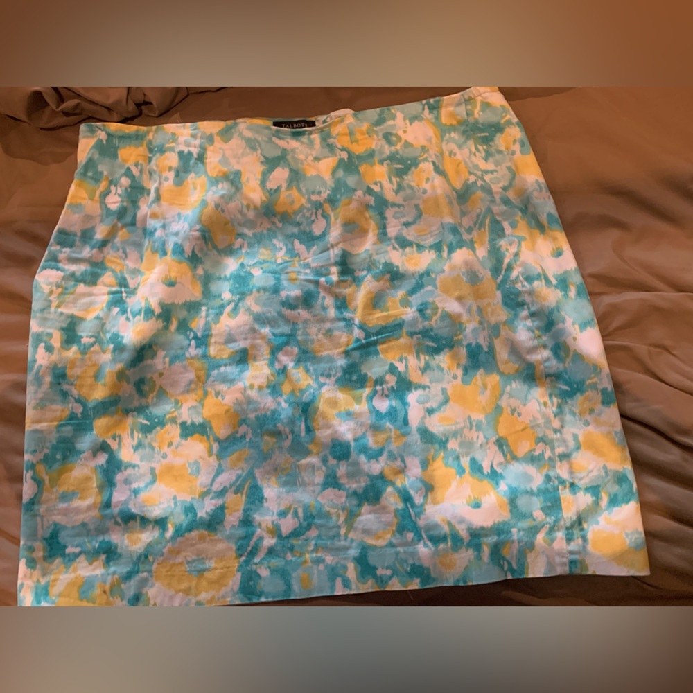 Talbots Blue and Yellow A-Line Skirt